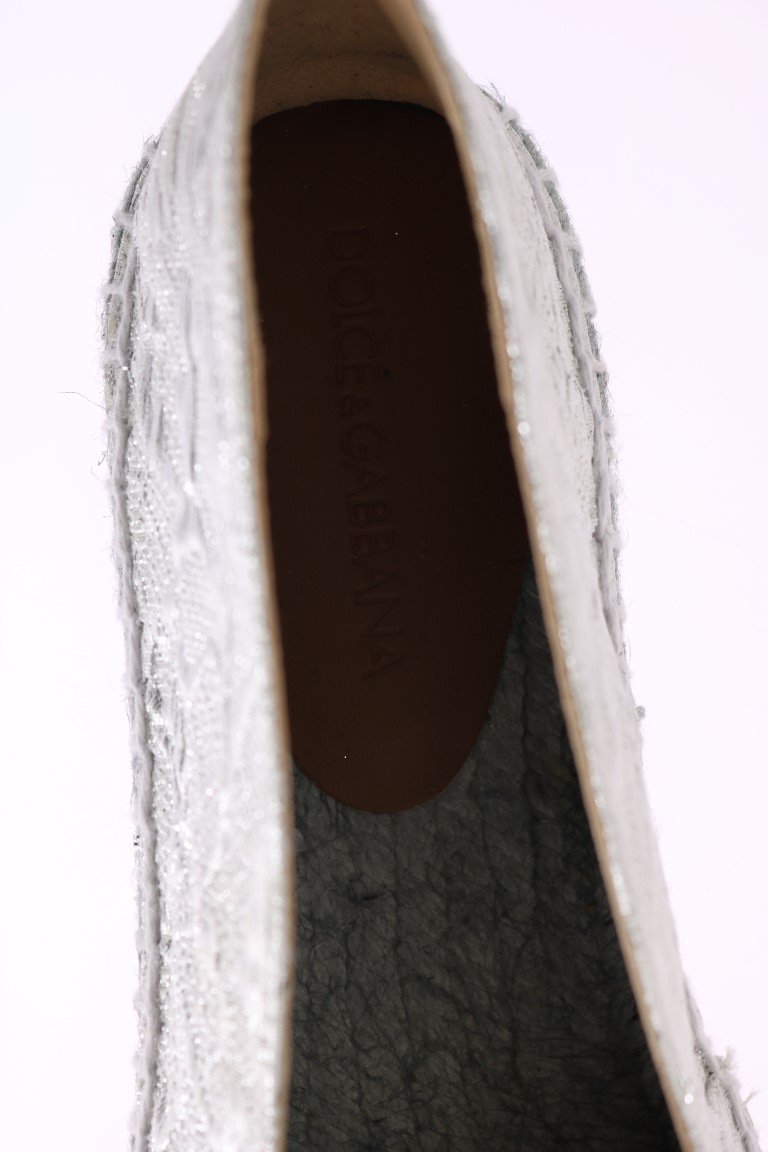 Silver Floral Brocade Espadrilles Shoes