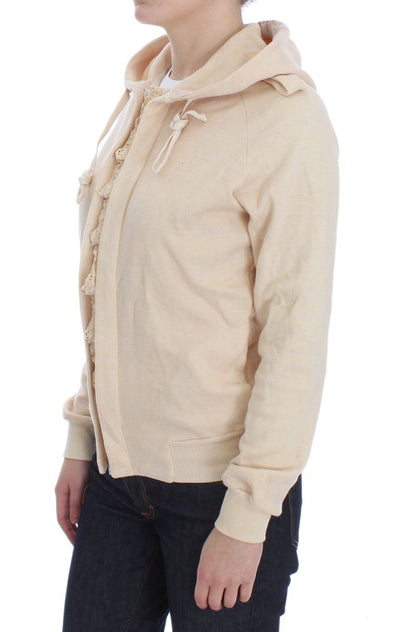 Beige Lace Hooded Zip Cardigan