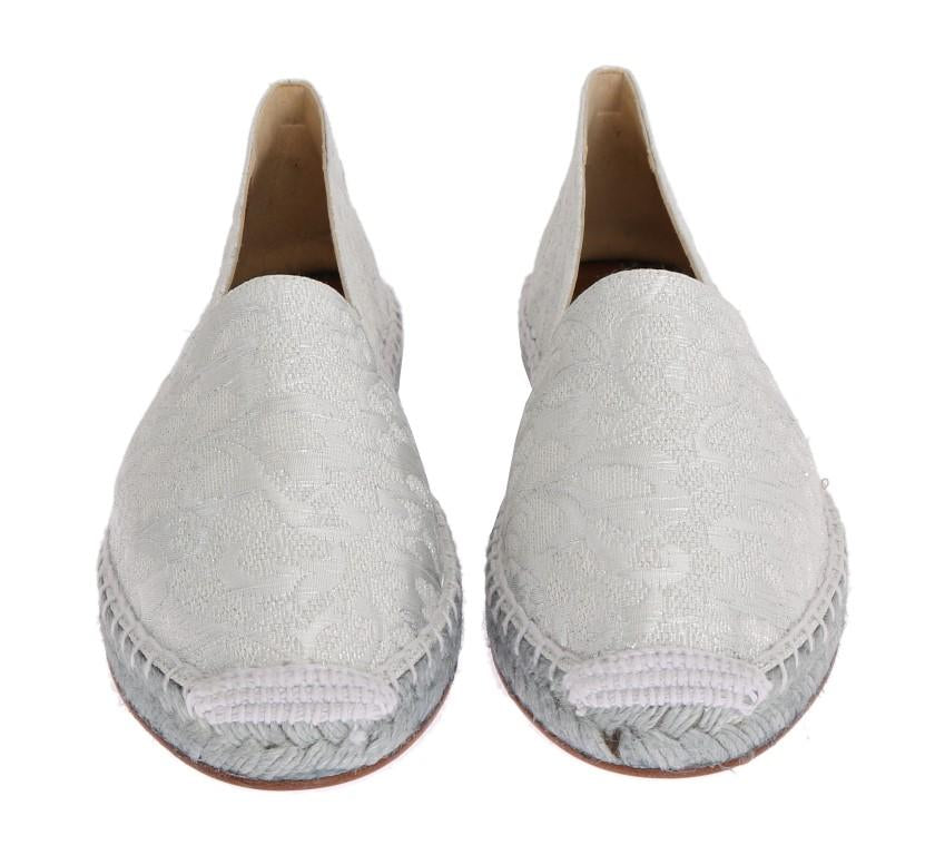 Silver Floral Brocade Espadrilles Shoes