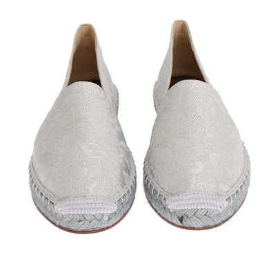 Silver Floral Brocade Espadrilles Shoes