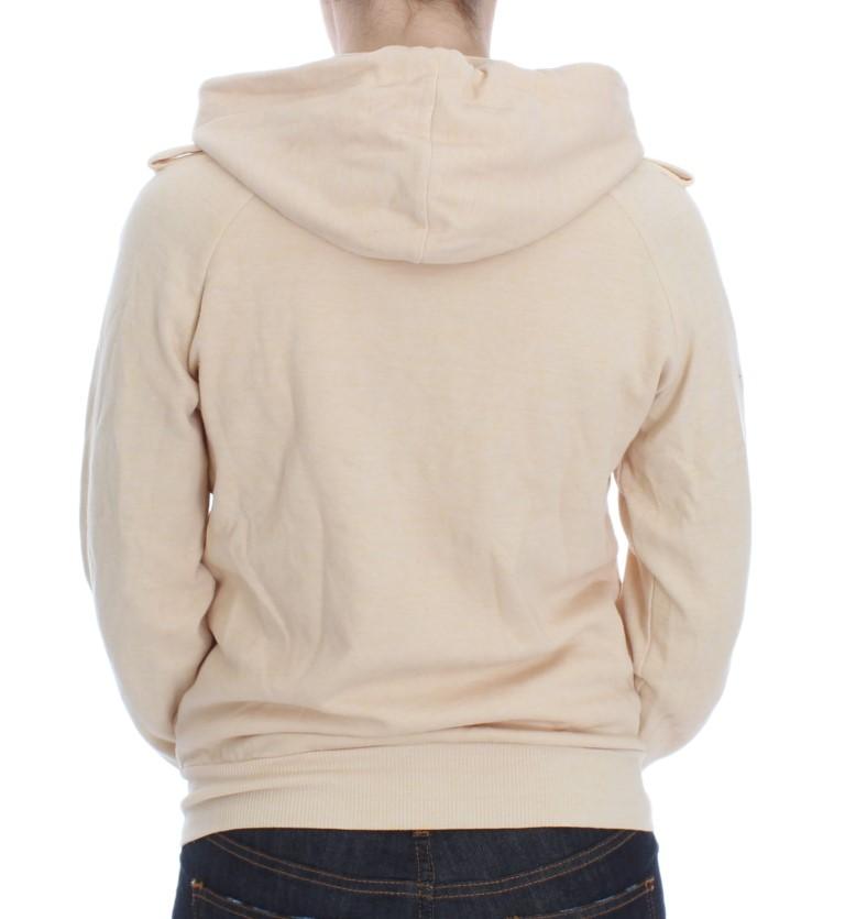 Beige Lace Hooded Zip Cardigan