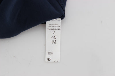 Blue Silk Henley Long Sleeve T-shirt