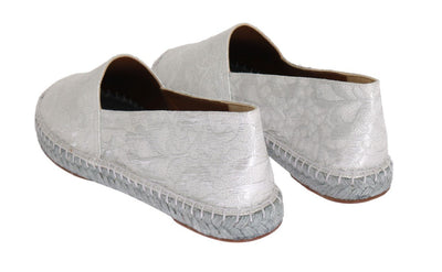 Silver Floral Brocade Espadrilles Shoes
