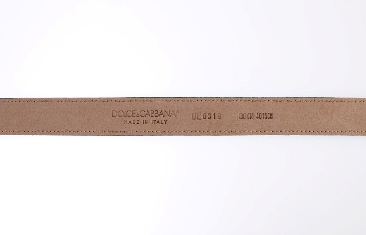 Black Leather Gold Buckle Logo Waist Belt