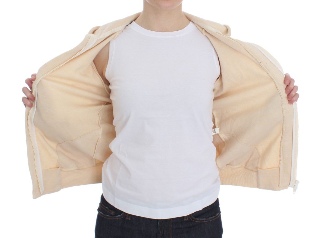Beige Lace Hooded Zip Cardigan