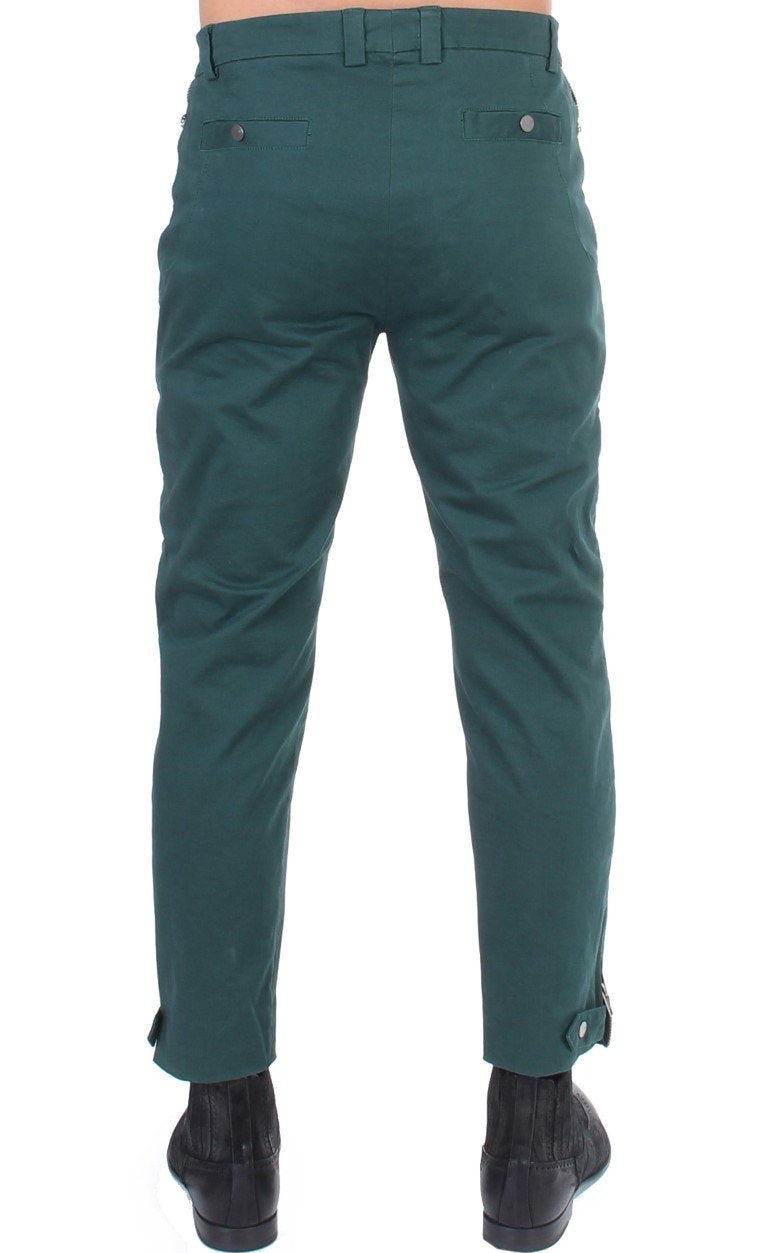 Green cotton stretch pants
