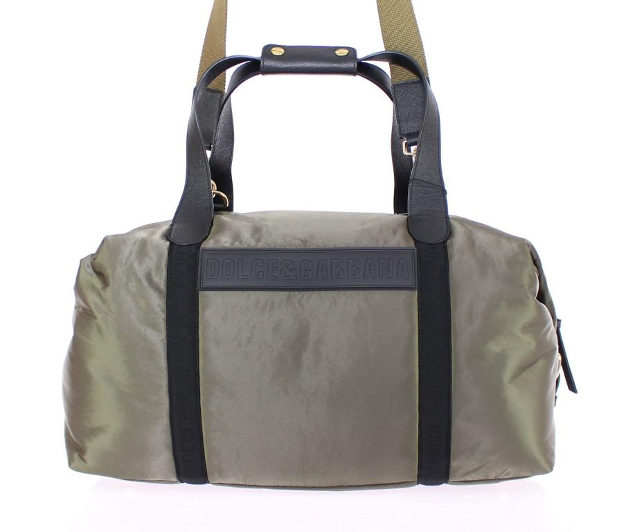 Green nylon unisex boston bag