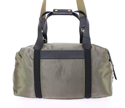 Green nylon unisex boston bag