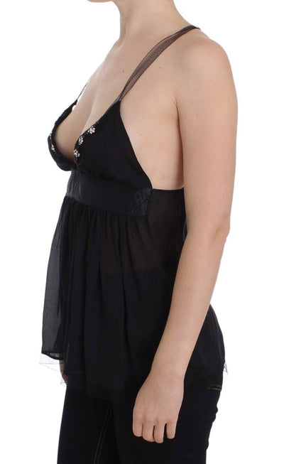 Black Silk Camisole Top Blouse