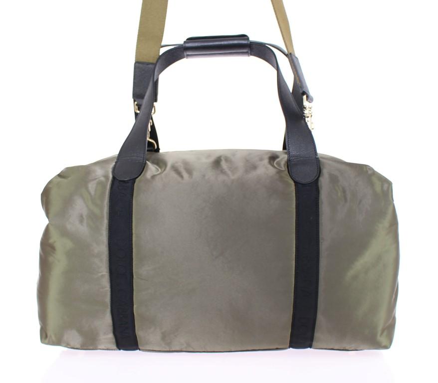 Green nylon unisex boston bag