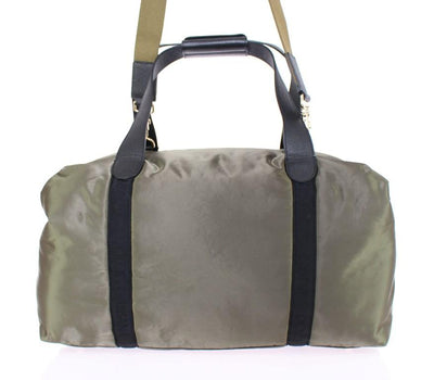 Green nylon unisex boston bag