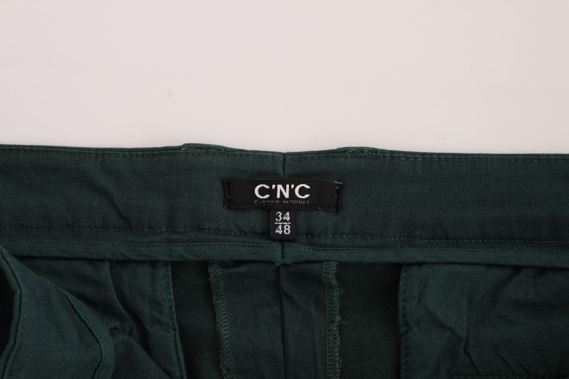Green cotton stretch pants