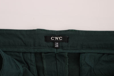 Green cotton stretch pants