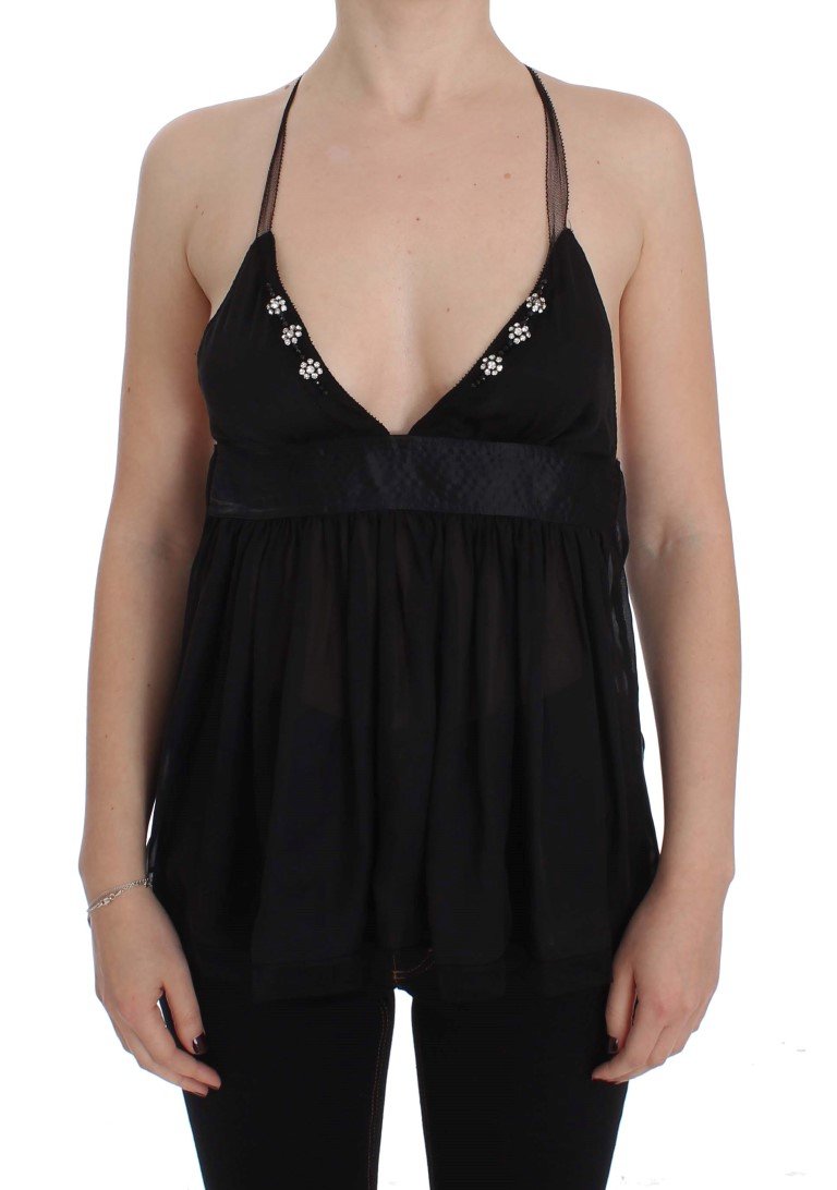 Black Silk Camisole Top Blouse