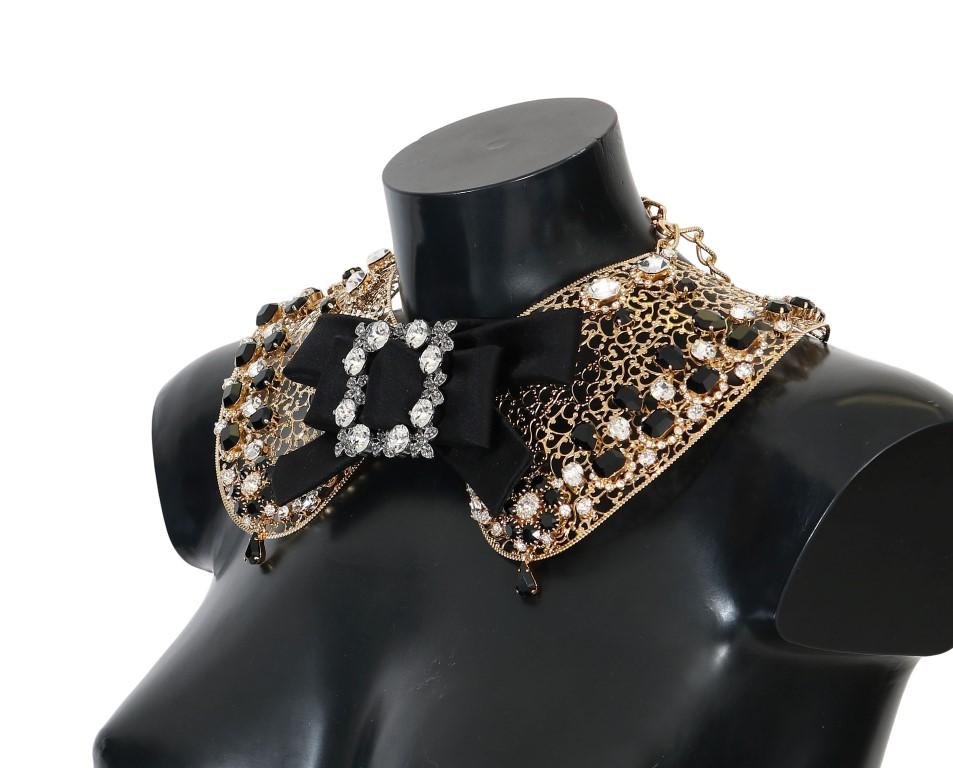 Gold Bow Crystal Embellished Necklace Collar