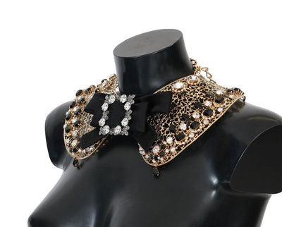 Gold Bow Crystal Embellished Necklace Collar