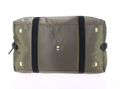 Green nylon unisex boston bag