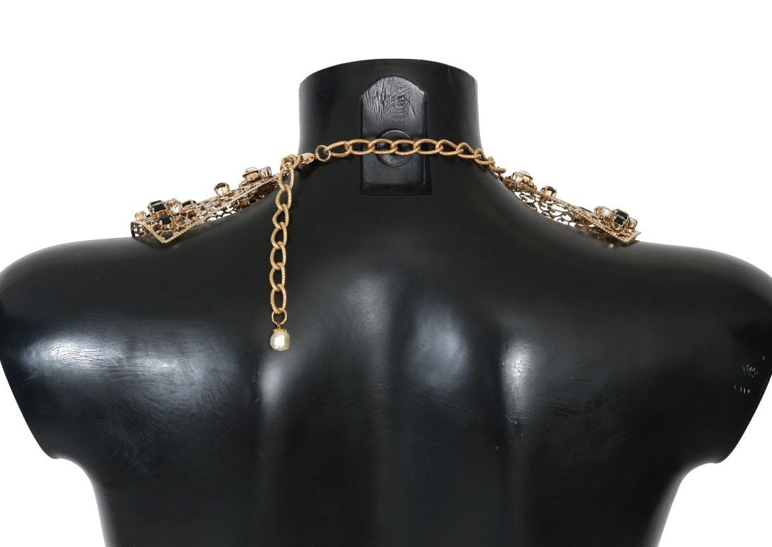 Gold Bow Crystal Embellished Necklace Collar
