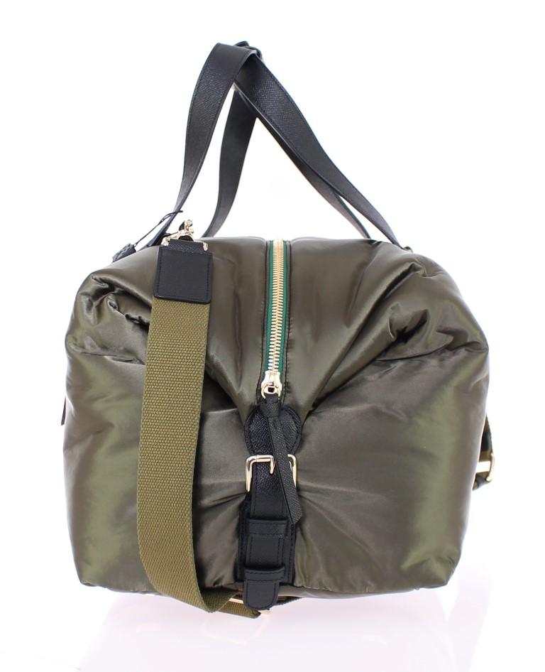 Green nylon unisex boston bag