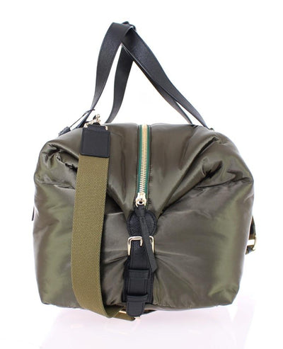 Green nylon unisex boston bag