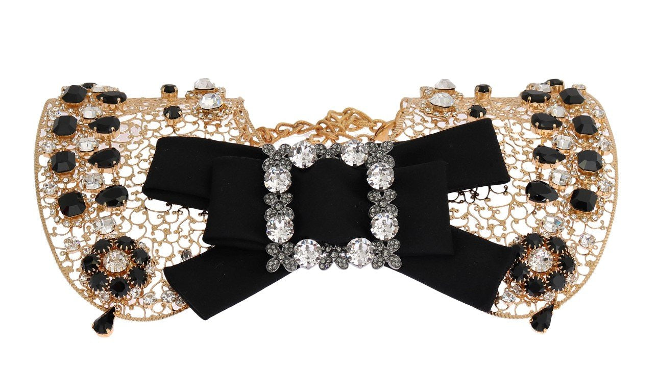 Gold Bow Crystal Embellished Necklace Collar