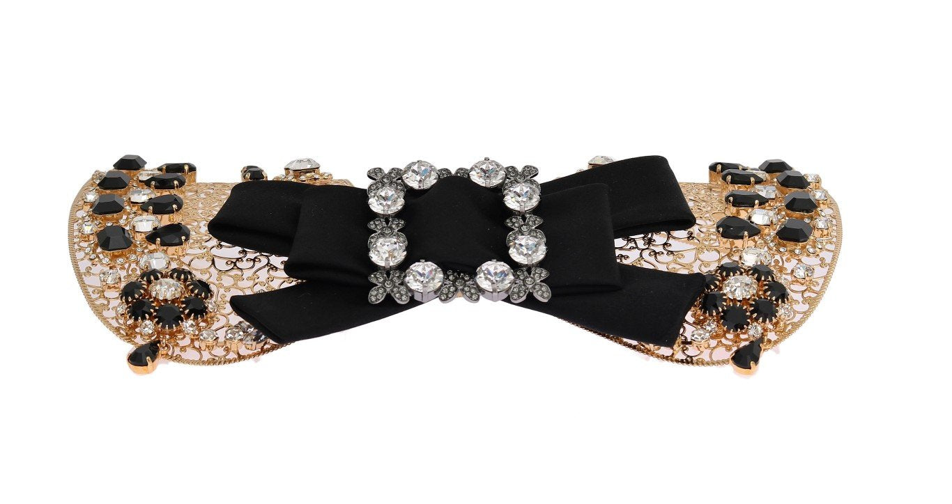 Gold Bow Crystal Embellished Necklace Collar
