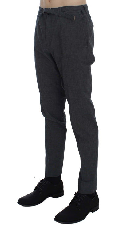 Gray Cotton Stretch Casual Pants