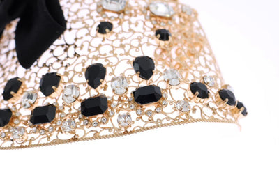 Gold Bow Crystal Embellished Necklace Collar