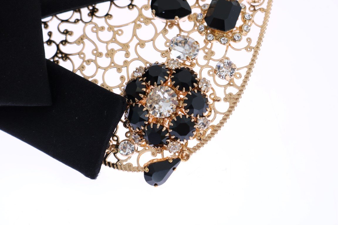 Gold Bow Crystal Embellished Necklace Collar