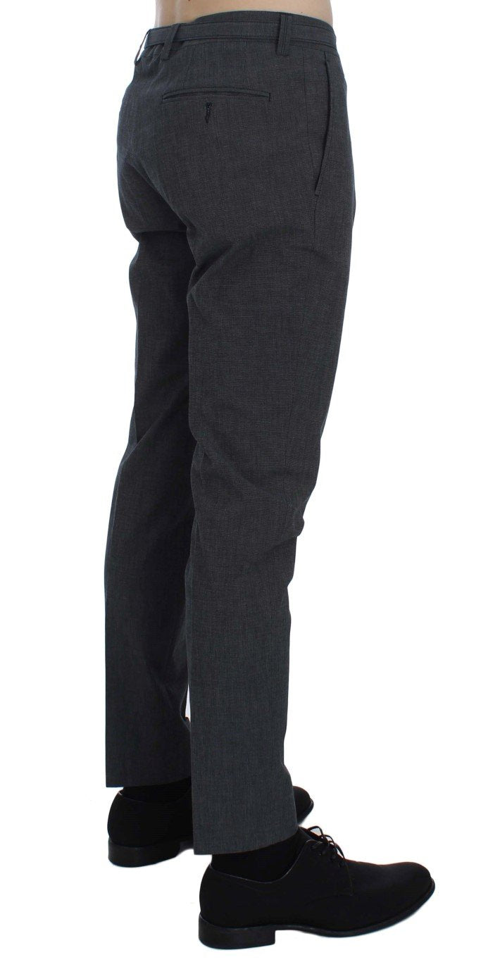 Gray Cotton Stretch Casual Pants