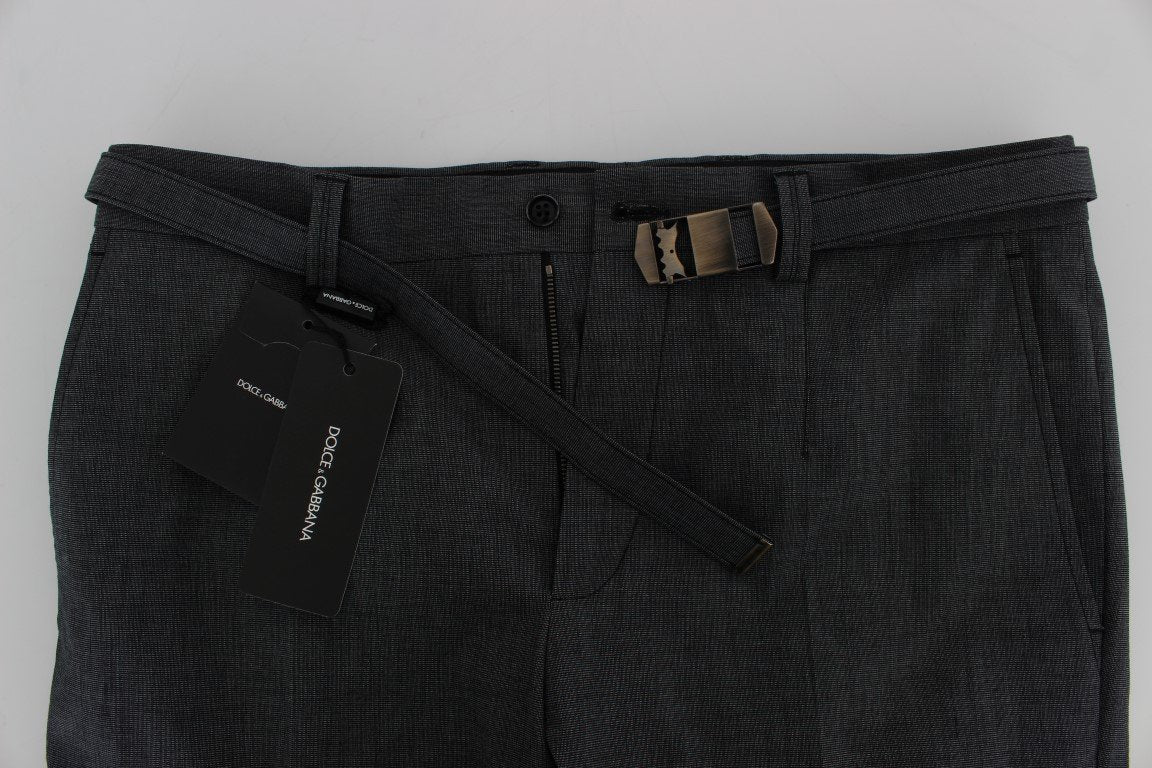 Gray Cotton Stretch Casual Pants
