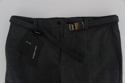 Gray Cotton Stretch Casual Pants