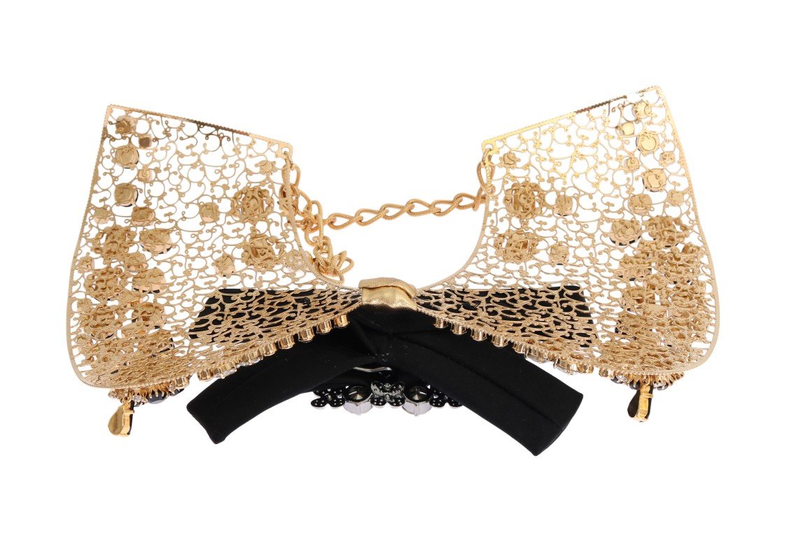 Gold Bow Crystal Embellished Necklace Collar