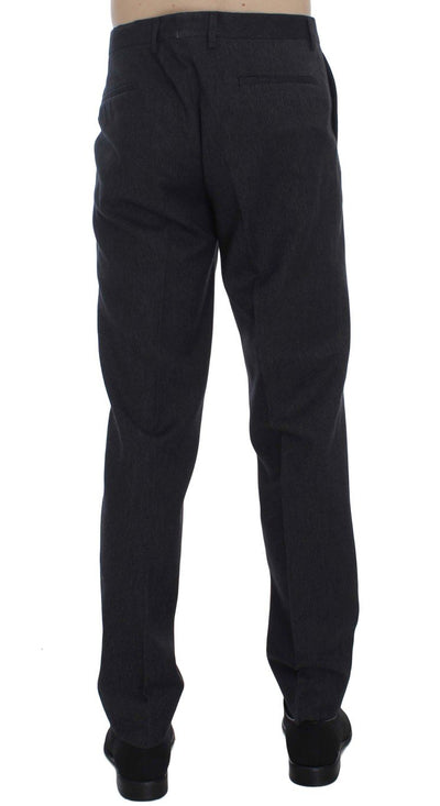 Gray Cotton Slim Fit Casual Pants