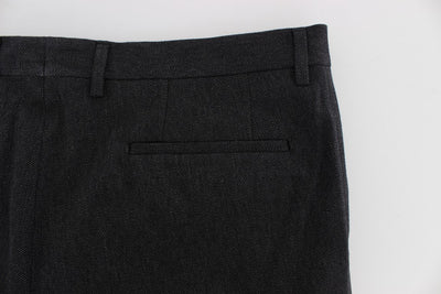 Gray Cotton Slim Fit Casual Pants