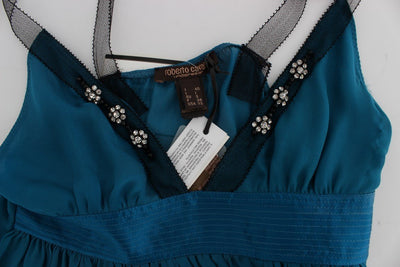 Blue Silk Camisole Top Blouse