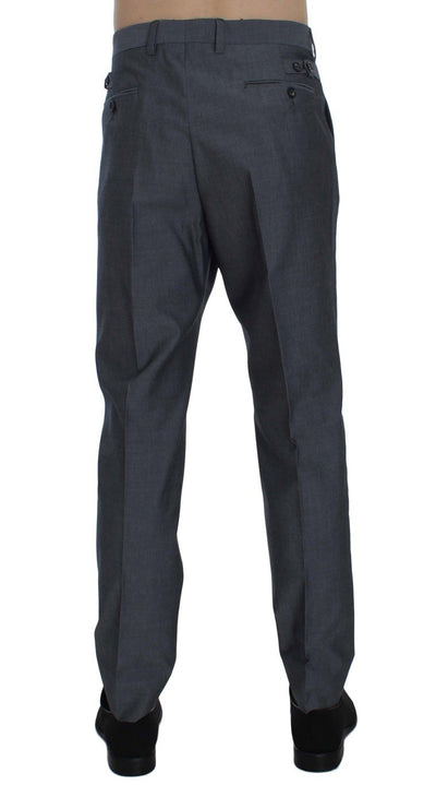 Gray Wool Cotton Slim Fit Pants