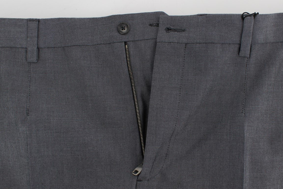 Gray Wool Cotton Slim Fit Pants