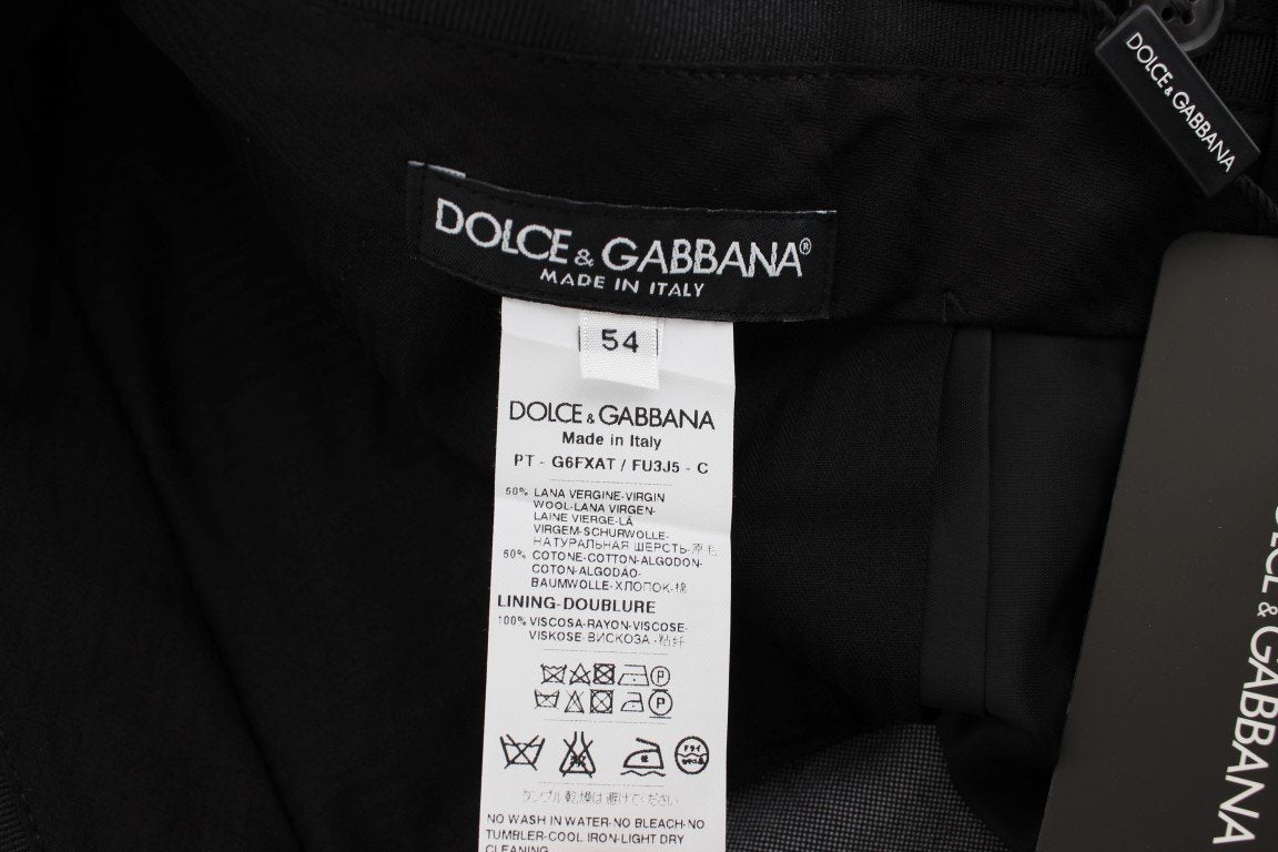 Gray Wool Cotton Slim Fit Pants
