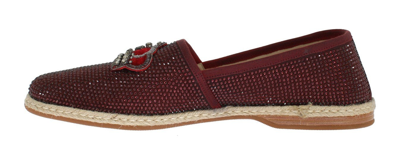 Red Canvas Swarovski Strass Loafers