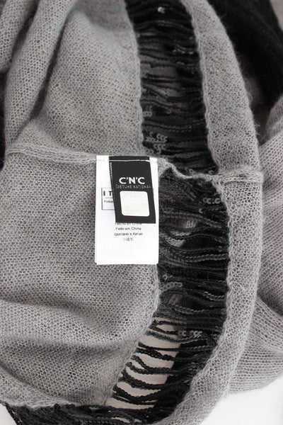 Gray Knitted Embellished Sweater
