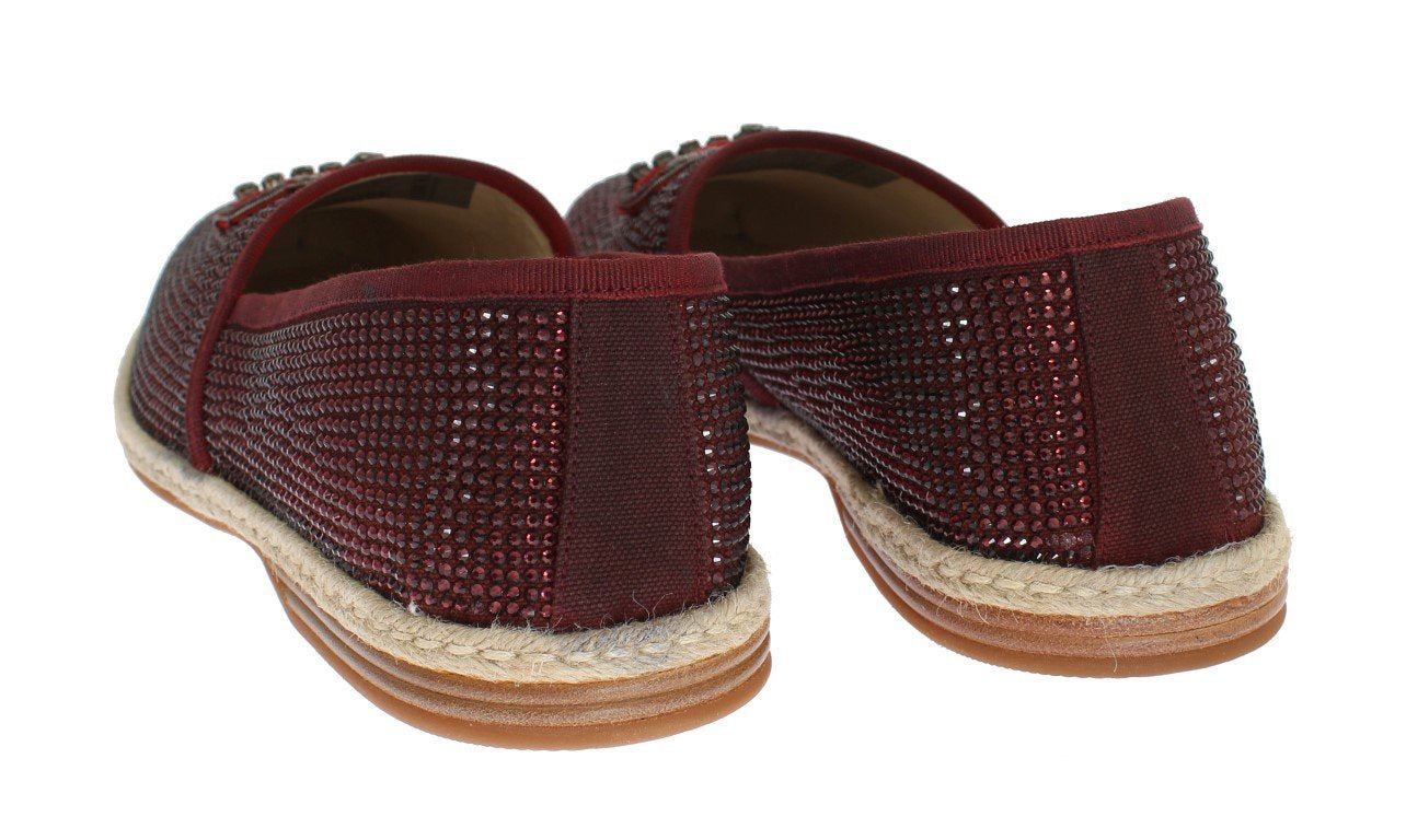 Red Canvas Swarovski Strass Loafers