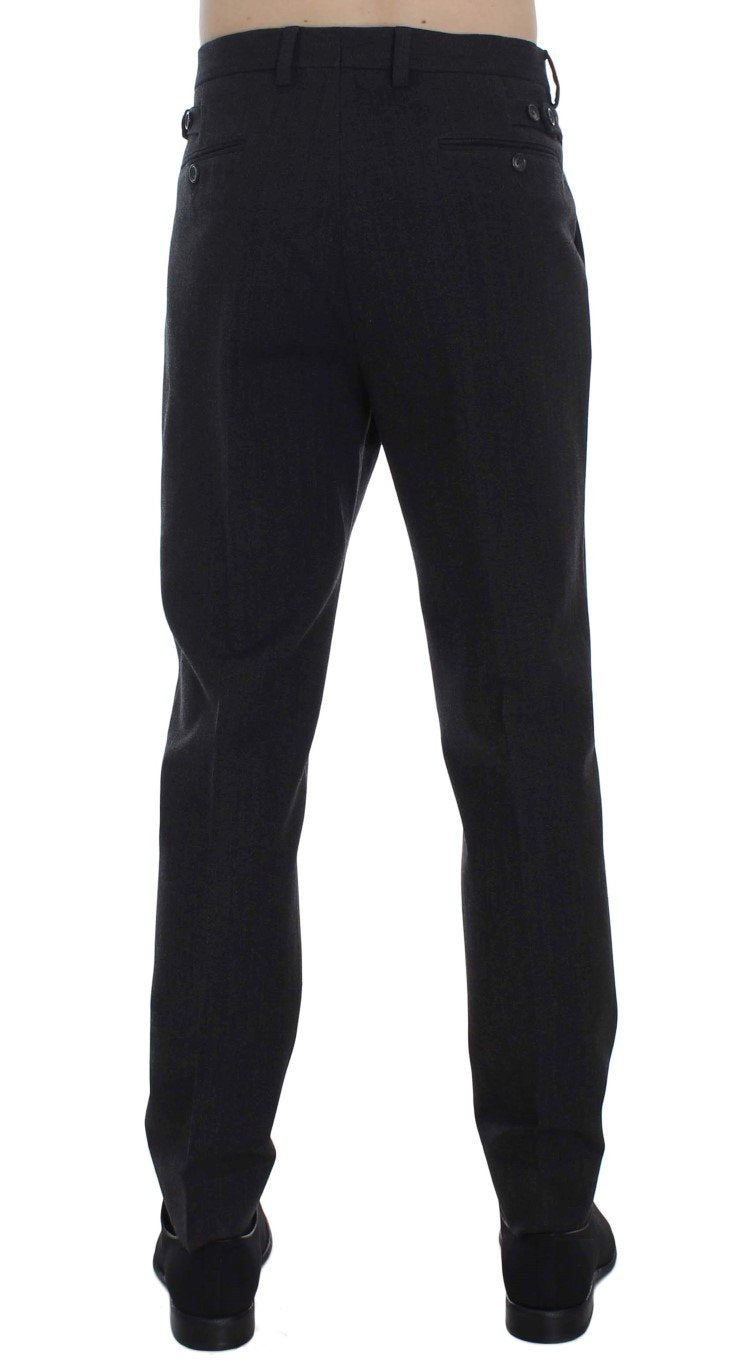 Gray Wool Cotton Slim Fit Pants