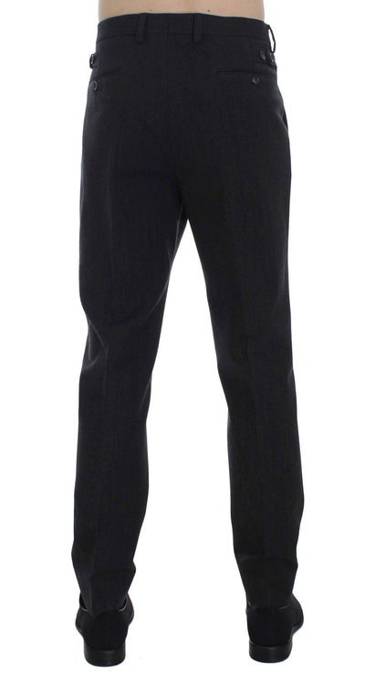 Gray Wool Cotton Slim Fit Pants