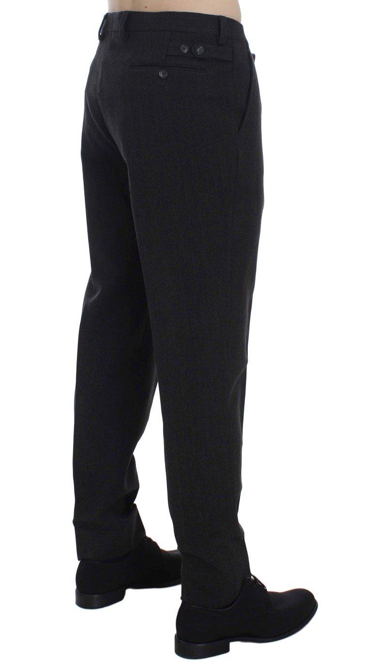 Gray Wool Cotton Slim Fit Pants