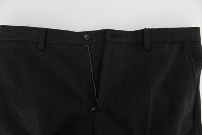 Gray Wool Cotton Slim Fit Pants