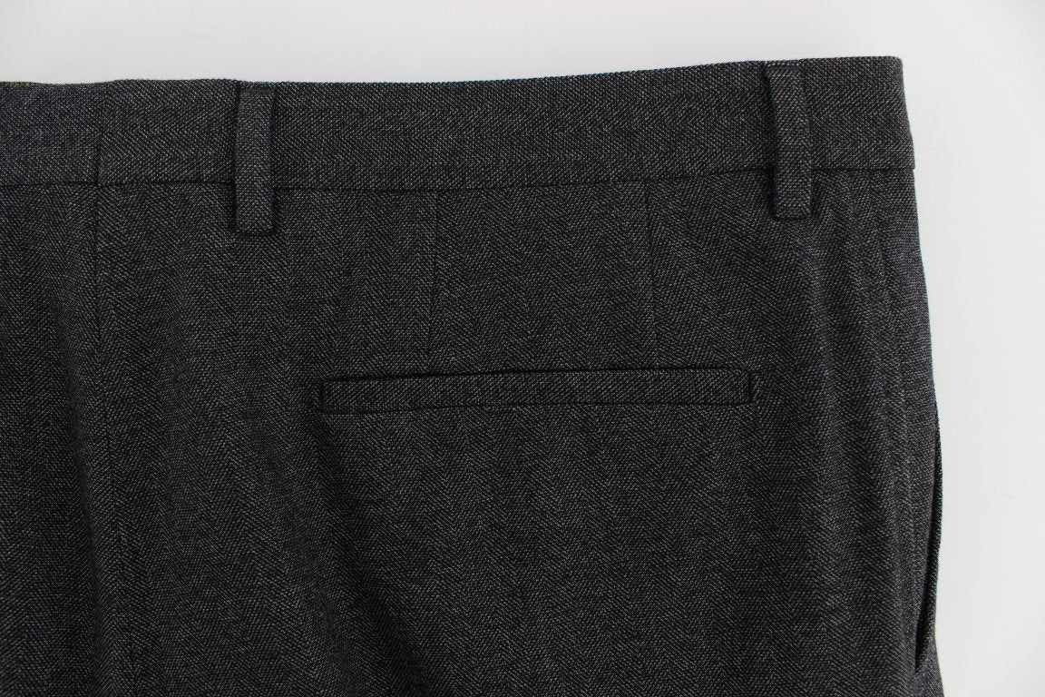 Gray Wool Cotton Dress Formal Pants