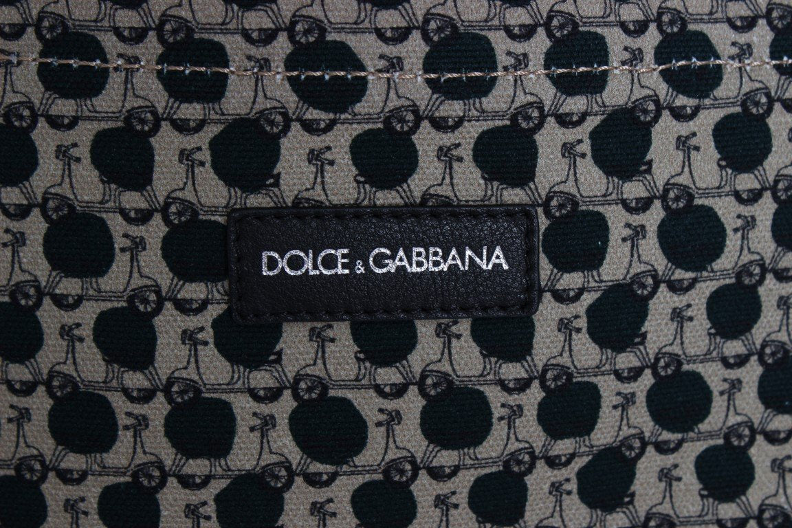 Blue Vespa Print Cotton Denim Shopping Bag