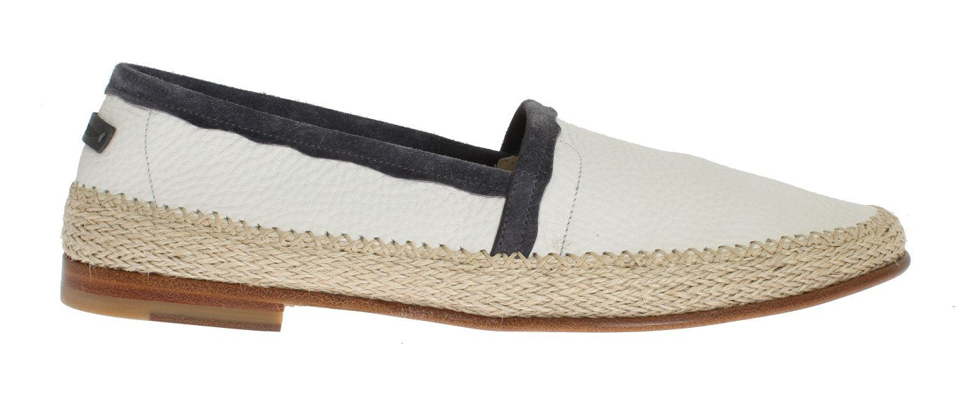 Ivory White Deer Leather Logo Loafers