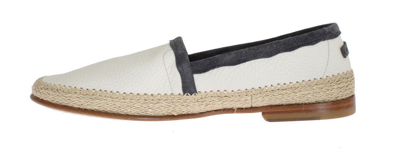 Ivory White Deer Leather Logo Loafers